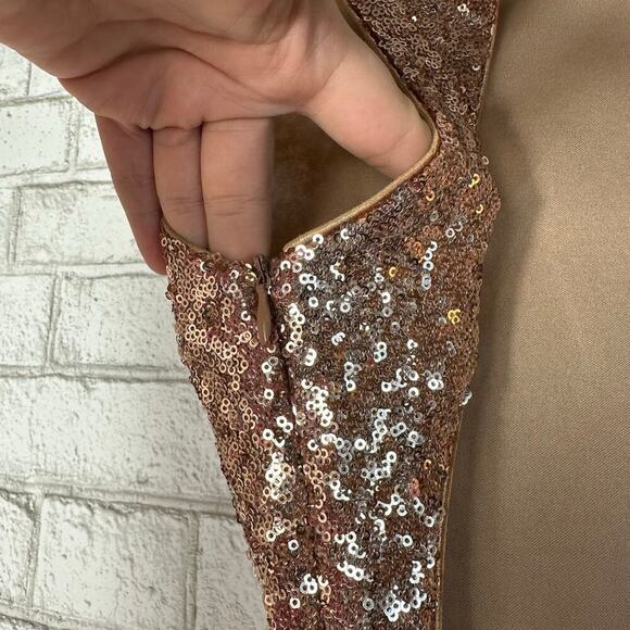 Lulus Dress Light the Night Sequin Maxi Sleeveless Backless Formal Rose Gold M - Picture 8 of 9